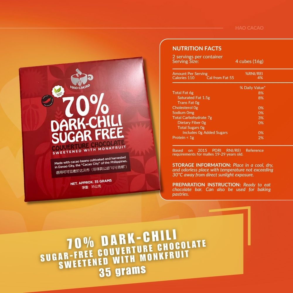 70% Sugar-Free Dark Chili Chocolate