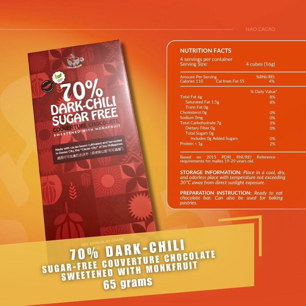 70% Sugar-Free Dark Chili Chocolate