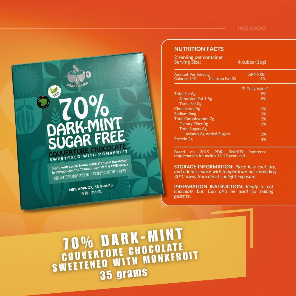 70% Sugar-Free Dark Mint Chocolate