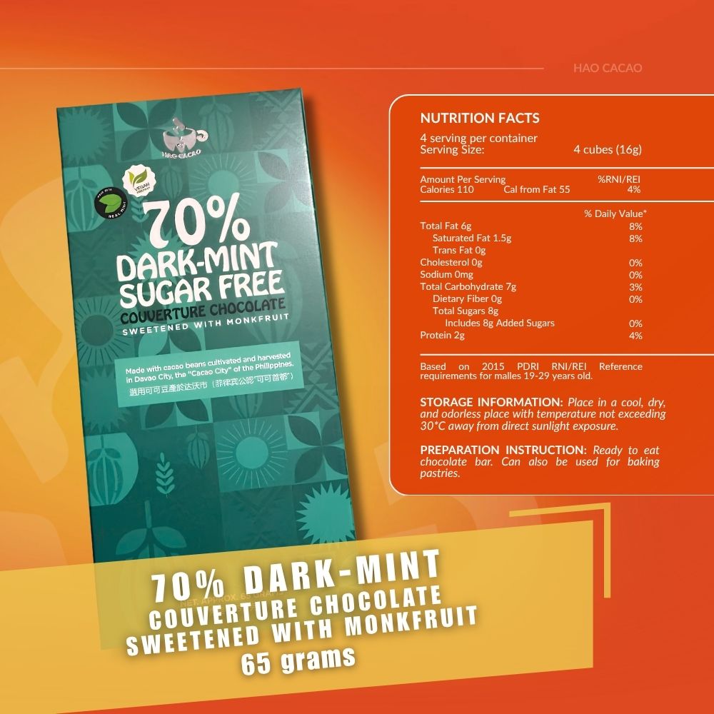 70% Sugar-Free Dark Mint Chocolate