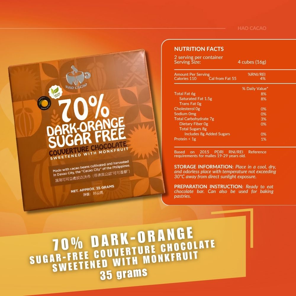 70% Sugar-Free Dark Orange Chocolate