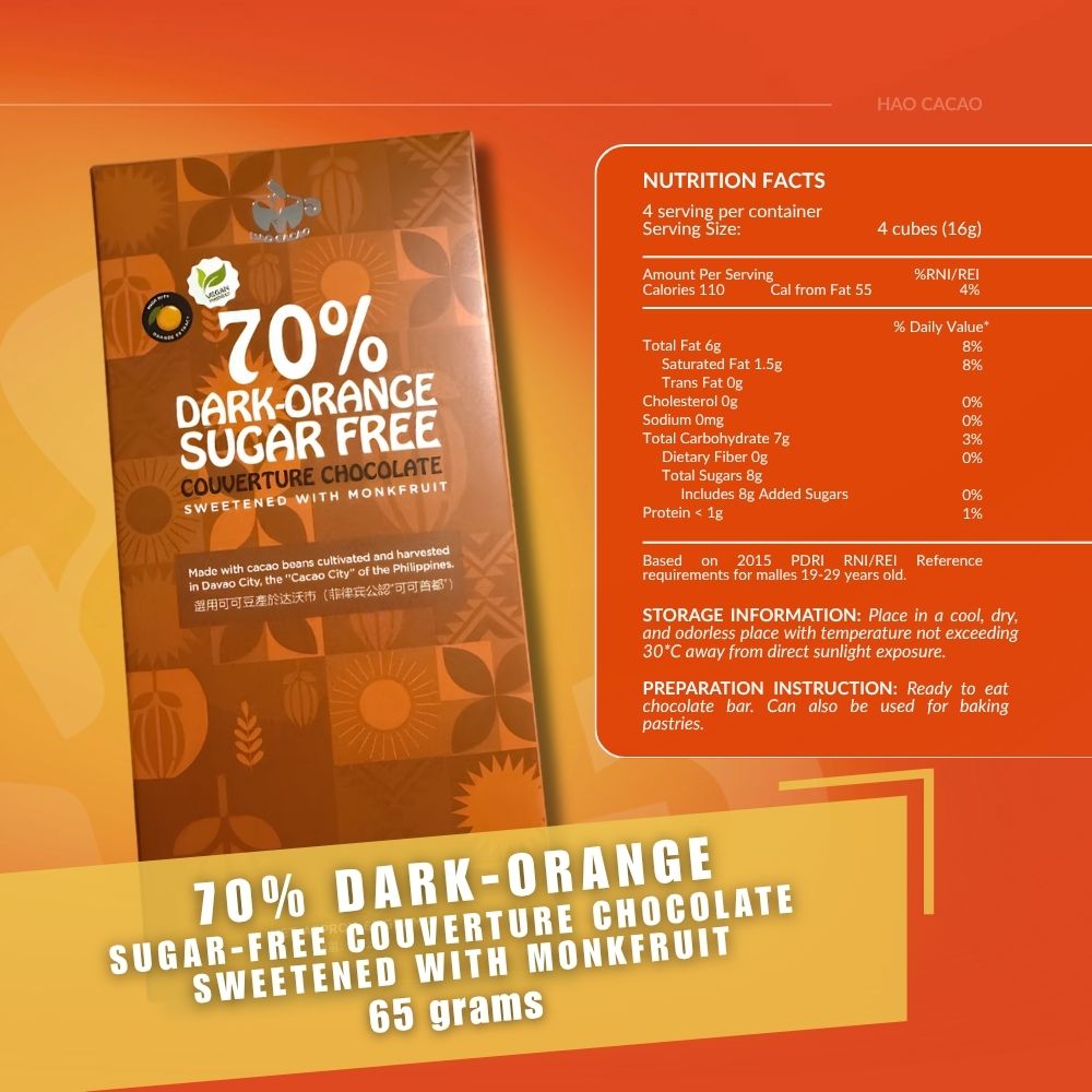 70% Sugar-Free Dark Orange Chocolate